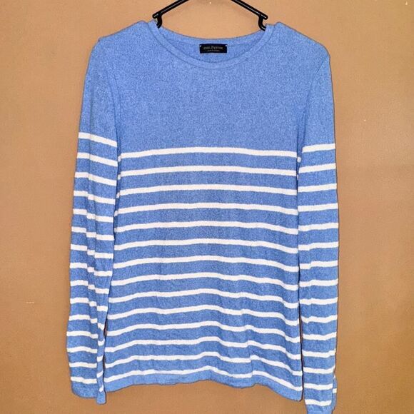Phil Petter Wool Knit Blue Striped Designer Sweater - Picture 1 of 8